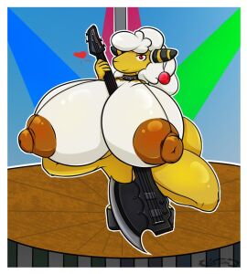 2020s 2023 2d 2d_(artwork) 5_fingers :) abby_(ch0c0novawaffle) ampharos anthro anthro_only anthrofied areola areolae ass axe big_ass big_breasts bimbo booty_shorts breasts ch0c0novawaffle cleavage collar erect_nipples ewe female fluffy fur furry furry_female furry_only glistening glistening_breasts guitar guitar_axe heart hi_res high_heels highres hyper hyper_breasts instrument large_ass large_breasts mega_ampharos nintendo nipples platform_heels pokemon pokemon_(species) pole pole_dancer pole_dancing prostitute punk punk_girl red_eyes round_ass sheep sheep_girl skimpy smile solo solo_female solo_focus spiked_collar tail thighs voluptuous white_hair yellow_body