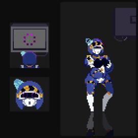 1sec_video 2d animated blue_skin boob_grab bottomless breast_fondle breast_fondling breast_grab breasts buffer buffering character_request dazed female femsub happy_trance helmet helmet_with_visor huge_breasts hypnosis hypnotic_eyes masturbation no_sound nude nude_female open_mouth orgasm pink_eyes pixel_art pussy robot robot_girl serarokusu silicone sillyrokusu standing standing_at_attention standing_masturbation tagme tagme_(character) tagme_(series) thick_thighs thighs tv tv_screen video visor