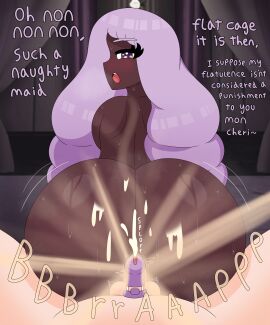 ass ass_focus assjob back_view big_ass bouncing_ass brap buttjob chastity_cage chastity_device cum cum_in_chastity cum_on_ass cum_while_chaste cumming dark-skinned_female dark_skin dialogue dominant_female fart fart_fetish farting farting_on_dick female femdom game_freak huge_ass itsdafunk jacinthe_(pokemon) looking_at_viewer looking_back musk musk_clouds musky musky_ass musky_butt naked naked_female nintendo nude nude_female onomatopoeia pokemon pokemon_legends:_z-a pov purple_eyes purple_hair small_penis sweat sweaty sweaty_ass talking_to_viewer twitching twitching_penis voluptuous voluptuous_female yukari_(pokemon)