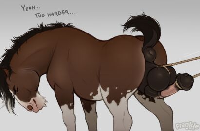 animal_genitalia animal_penis anus ballbusting balls balls_rope big_balls big_penis brown_body brown_fur closed_eyes clydesdale cock_and_ball_torture cock_and_balls_torture docked_tail draft_horse equid equine equine_genitalia equine_penis fenn.perrox feral fur genital_rope genital_torture genitals hi_res horse male mammal mane masochism penis penis_rope puffy_anus rope rope_around_balls rope_around_penis short_tail solo tail