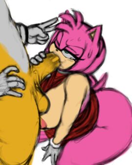 1boy 1girls absurd_res age_difference aged_up amy_rose anthro ass blu_rent breasts canid canine duo endured_face eulipotyphlan faceless_character faceless_male fellatio female female_penetrated fox genitals gesture hand_gesture hedgehog hi_res huge_ass large_breasts male male/female male_penetrating male_penetrating_female mammal miles_prower mobian_(species) older_female one_eye_closed oral oral_penetration penetration penile penis sega sex sonic_(series) sonic_the_hedgehog_(series) straight tails_the_fox twink v_sign younger_male