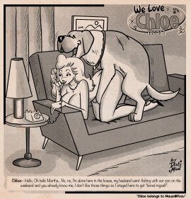 absurd_res bestiality canid canine canine_on_human canis casual_sex cheating chloe_heart clothing collar collar_only crucifix cucked_by_beast cuckold dialogue dirtymind doggy_style domestic_dog duo electronics english_text female female_human female_on_feral feral footwear from_behind_position furniture greeting hair hi_res high_heels holding_object holding_phone human human_on_feral infidelity interspecies jewelry living_room looking_pleasured male male/female male_canine mammal monochrome necklace netorare ntr nude on_sofa phone sex sofa tail text we_love_chloe_heart zoophilia