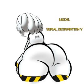 1girls 2d ass ass_focus big_ass female female_only honklion humanoid murder_drones naked_female robot robot_girl robot_humanoid screen_face solo tagme v_(murder_drones) white_hair