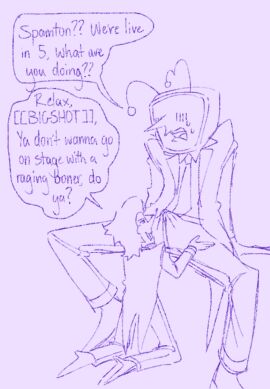 antennae antennae_(anatomy) big_nose blush blush_lines blushing boner boner_in_pants deltarune digital_drawing_(artwork) digital_media_(artwork) erection_under_clothes fully_clothed imminent_fellatio imminent_sex long_nose nervous pointy_nose spamtenna spamton_g_spamton sweat sweatdrop sweating tenna_(deltarune)