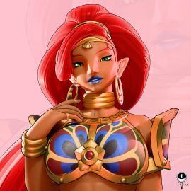 3d 3d_model 3d_render armor armored_female athletic athletic_female big_nose blender blender3d blender_(artwork) blender_(software) blender_eevee blue_mouth bracelets breasts breath_of_the_wild brown-skinned_female brown_body brown_hair brown_skin bust bust_portrait busty busty_female dark-skinned_female dark_skin diadem earrings ebony female female_focus female_only gerudo gerudo_outfit green_eyes lips lipstick long_hair lx_art matriarch muscular muscular_arms muscular_female necklace nintendo nintendo_switch pointed_ears red_eyebrows red_hair ring rings simple_background solo solo_female solo_focus tall_female taller_female the_legend_of_zelda the_legend_of_zelda:_breath_of_the_wild urbosa warrior