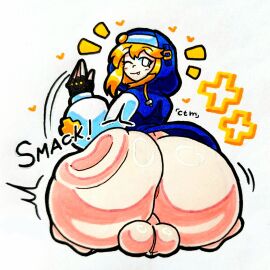 1boy ass ass_bigger_than_head balls ballsack big_ass big_balls big_butt blonde_hair bottom_heavy bottom_heavy_femboy bottomless bottomless_male bridget fat_ass femboy femboy_focus femboy_only girly guilty_gear guilty_gear_strive hollow_shine hoodie huge_ass huge_butt large_ass large_butt light-skinned_femboy light-skinned_male light_skin looking_at_viewer looking_back male male_only mr.ctm onomatopoeia otoko_no_ko shiny_skin slapping_butt solo solo_focus text thick_ass trap white_background