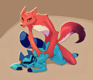 4_fingers 5_fingers anthro anthro_on_anthro anthro_penetrated anthro_penetrating anthro_penetrating_anthro ass ass_up bigdad black_nose blue_body blue_eyes blue_fur breasts canid canine canis cazadora_(rentonreverb) coyote dandy_(rentonreverb) duo feet female female_penetrated fingers fur hair hindpaw humanoid_hands male male/female male_penetrating male_penetrating_female mammal markings nude nude_anthro nude_female nude_male original paws penetration penile penile_penetration penis procyonid raccoon red_body red_fur red_sclera ring_(marking) ringed_tail sex smile striped_markings striped_tail stripes tail tail_markings tongue white_eyes