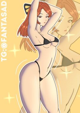 1girls belly brawl_stars breasts chubby female ginger orange_eyes orange_hair panties piper_(brawl_stars) small_breasts swimsuit