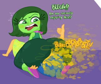 2girls big_ass big_butt disgust_(inside_out) disgusted disgusted_expression enjoying_farts face_fart face_farting facefarting facesitting fart fart_cloud fart_fetish fart_in_face farting female fully_clothed inside_out joy_(inside_out) sitting_on_another sitting_on_face sitting_on_person sorollos