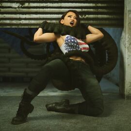 1girls 3d brown_hair female fully_clothed fully_clothed_female original peril tentacle ultimate-clash