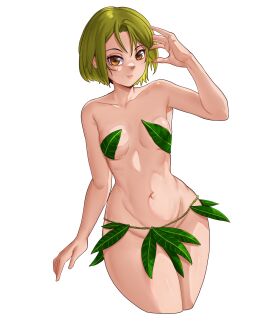 breasts brown_eyes colombian female female_focus flat_chest freckles green_hair hispanic hispanic_virtual_youtuber indie_virtual_youtuber latam_virtual_youtuber leaf_clothing light-skinned_female light_skin partially_clothed ryumivt short_hair small_breasts twitch twitch.tv vedtomd virtual_youtuber vtuber yellow_eyes youtube youtube_hispanic