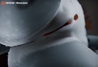 3d absurd_res anthro bathroom close-up crotch_shot depth_of_field digital_media_(artwork) felid female focused fur genital_focus genitals grey_body grey_fur hair hi_res low-angle_view mammal momo_(monarquis) monarquis nude pantherine pubes pussy pussy_focus red_hair shower snow_leopard solo water wet wet_body