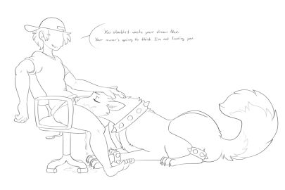 5_toes alex_(gears9333) bodily_fluids bracelet canid canine canis chair claws clothing collar cum cum_on_face domestic_dog duo english_text feet fellatio fellatio_from_feral female feral fur furniture genital_fluids hair halbean hi_res human human_on_feral husky interspecies jewelry male male/female mammal monochrome nordic_sled_dog office_chair oral paws penile penis quadruped sex shirt spiked_bracelet spiked_collar spikes spitz tail text toes topwear zoophilia