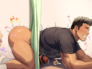 2boys all_fours ass ass_bigger_than_head ass_up bara beefy biceps big_ass big_penis black_eyes blush blushing_profusely bottomless brown_hair bubble_butt censor_bar censored censored_penis clenched_teeth clinic curtains dat_ass doctor_on_patient drooling duo erection freaky gay grin hi_res huge_ass looking_back male male/male male_only manly mature_male muscles muscular muscular_arms muscular_ass muscular_male original original_character penis plump_ass pointless_censoring precum precum_drip retracted_foreskin round_ass saliva saliva_trail sanpaku short_hair side_view small_pupils socks steamy_ass thick thick_ass thick_penis tongue_out tremble_spikes trembling uncircumcised uncut yaoi zifu