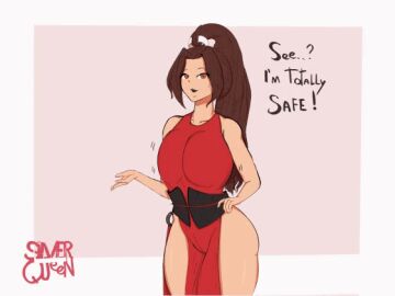 1girls 2d 2d_animation animated areolae big_breasts breasts brown_eyes brown_hair busty corset fatal_fury female female_focus female_only hourglass_figure king_of_fighters large_breasts long_hair mai_shiranui meme nipples ponytail silver_queen silverqueen0 snk solo standing super_smash_bros. sweat tagme wardrobe_malfunction wide_hips