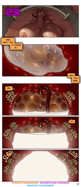 1boy 1futa aamon_(james_howard) absurd_res age_difference anthro bat big_breasts big_female_small_male breast_vore breasts comic completely_nude demon dialogue digestion duo female femboy futa_giantess futa_on_male futanari giantess hi_res huge_breasts implied_futa internal intersex intersex/male james_howard large_female male mammal milk mini_giantess nude nude_futa nude_male onlyfans patreon size_difference size_play subscribestar tina's_mom_(james_howard) vore