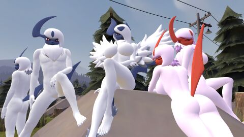 3d absol anthro baek-myo mega_absol nintendo pokemon pokemon_(species) pokémon_(species) shiny_absol shiny_pokemon
