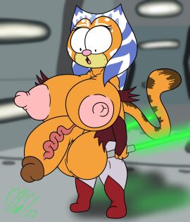 1futa 1girls ahsoka_tano alternate_version anthro background balls ballsack barely_clothed big_balls big_breasts big_nipples big_penis blurred_background blurry_background boots bracers breast_focus breasts breasts_bursting_out breasts_out breasts_outside bursting_breasts bursting_clothes bursting_out_of_clothing bursting_penis cat_girl cat_humanoid cat_nose cat_tail catgirl cleavage clothes clothing color colored crossover detailed_background dual_wielding erect_nipples erect_penis erection erection_through_clothing eyelashes eyes_wide_open female front_view fur fusion fusion_character futa_focus futa_only futanari garfield_(series) garfield_the_cat genitals hair intersex laser laser_beam leggings lightsaber long_hair looking_at_breasts looking_at_self looking_down mad_(series) nipples nipples_out nipples_outside onyx_twilight orange_fur penis pew practically_nude revealing_clothes spacecraft spaceship_interior standing star_wars sudoku_(mad) surprised surprised_expression text togruta topless vein veins veiny veiny_penis weapon weapons weird_crossover wide_eyed