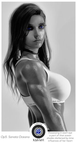 1girls 3d ankh athletic athletic_female black_hair blue_eyes bra calvin_klein dark-skinned_female dark_skin egyptian egyptian_female eyelashes facial_tattoo female female_only hoop_earring klavieh long_hair overwatch pharah solo sweat sweaty_body