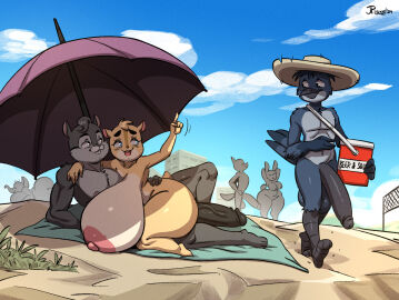 4_fingers anthro areola avian background_character balls beach big_balls big_breasts big_penis bird breasts buckteeth canid canine canis chipmunk cloud cricetid domestic_dog elephant elephantid female fingers genitals ground_squirrel group hamster huge_balls huge_breasts huge_cock humanoid_genitalia humanoid_penis husband_and_wife hyper hyper_balls hyper_breasts hyper_genitalia hyper_penis joaoppereiraus lagomorph leporid male mammal married_couple mia_(joaoppereiraus) nate_(joaoppereiraus) nipples nude nude_beach on_towel outside penis proboscidean rabbit rodent sciurid sky squirrel teeth towel umbrella vein veiny_penis