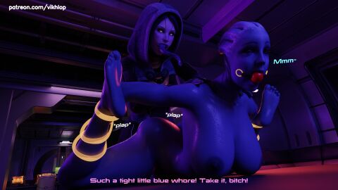 3d alien alien_girl alien_humanoid asari bondage canine_penis comic comic_page dubious_consent english english_text female futa_on_female futanari intersex knotted_penis liara_t'soni mass_effect penis quarian self_upload tali'zorah_nar_rayya vikhlop
