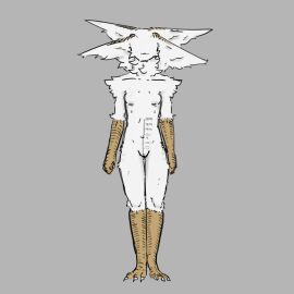 anthro belly belly_button bird bird_girl body_writing breasts chart escale feathered_wings feathers female female_only full_body fur furry harpy harpy_girl harpy_humanoid naked naked_female navel neck_tuft no_humans nude nude_female simple_background simple_shading size_chart size_comparison small_breasts solo solo_female solo_focus