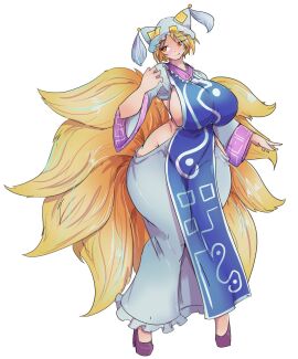 1girls 9_tails big_breasts blonde blonde_hair breasts curvy curvy_body curvy_female curvy_figure curvy_hips female fox fox_ears fox_girl fox_tail greenm high_heels japanese_mythology kitsune milf multi_tail mythology ran_yakumo tall tall_female taller_female thick_thighs thigh_gap thighs touhou voluptuous voluptuous_female yakumo_ran yellow_hair