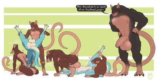 2024 abs absurd_res all_fours anthro artist_logo ass balls belly big_ass big_balls big_butt big_penis black_body blue_body blue_horn brown_body brown_butt claws colored dated deepthroat dialogue digital_drawing_(artwork) digital_media_(artwork) english_text fellatio female flat_chested genitals group group_sex heart_symbol hi_res holding_both_legs holding_horn holding_leg horn huge_balls huge_cock humanoid_genitalia humanoid_penis kobold larger_male light_balls light_body light_skin lizardman_(warhammer_fantasy) logo long_tail lying male male/female male/male mammal motion_lines multicolored_body multiple_penetration murid murine muscular muscular_anthro muscular_male nipples nude on_back on_side one_eye_closed open_mouth oral oral_penetration paws penetration penile penis pussy raised_leg rat red_eyes red_sclera rodent scalie sex simple_background sitting size_difference skaven smaller_female smaller_male smile sound_effects speech_bubble spread_legs spreading standing tail teeth text tongue two-tone_body vaginal_penetration warhammer_(franchise) warhammer_fantasy white_background white_balls white_belly white_body white_butt white_sclera wide_hipped_anthro wide_hipped_female wide_hipped_male wide_hips wolfarion yellow_eyes