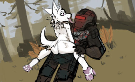 armor cowgirl_position female furry military military_uniform stalcraft wolf zari zariora