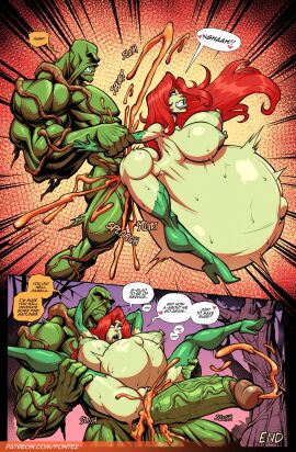 1boy 1girls after_sex alec_holland areolae ass batman_(series) big_breasts breasts clenched_teeth cum cum_in_pussy cum_inside cum_leaking cum_leaking_out_of_pussy cumflation dc dc_comics dialogue female fontez green_areola green_nipples green_skin green_skinned_female green_skinned_male green_stockings high_heel_boots high_heels implied_impregnation inflated_belly inflation large_areolae large_breasts large_penis larger_male long_hair male muscular muscular_male naked naked_female navel nipples orange_cum outie_navel pamela_isley penetration penis plump_ass plump_lips poison_ivy pulling_arms pussy red_eyes red_hair roots sex smaller_female speech_bubble stockings swamp_thing vagina vaginal_penetration veiny_penis