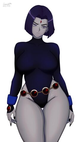 1girls dc dc_comics female purple_hair raven_(dc) rosewald1929 teen_titans thick_thighs voluptuous_female