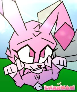 big_eyes chao_garden female feral fur genitals lagomorph leporid low_res mammal pink_body pink_fur presenting presenting_pussy pussy rabbit sega sharnom smile solo sonic_(series) sonic_the_hedgehog_(series) spread_legs spreading