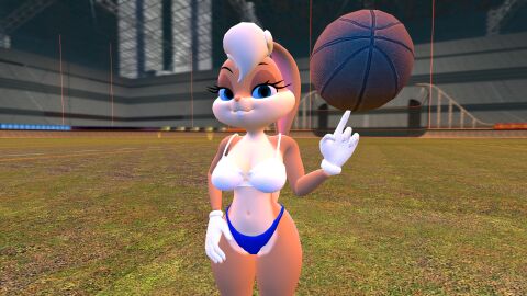 1girls 3d basketball blue_eyes blue_panties boobs bra breasts female female_only lola_bunny looney_tunes panties solo solo_female solo_only thhypercombine12 thighhighs_removed underwear warner_brothers white_bra