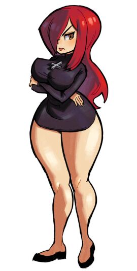 artist_request black_dress flats parasoul red_hair shoes skullgirls