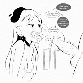 ... admirallewdie aged_up beret big_penis blowjob breasts choker cleavage collar cum cum_in_mouth cumming cumshot david_(hilda) dialogue ear ear_piercing ear_ring earrings erect_penis female flat_chest hilda_(hilda) hilda_(series) long_hair male naked neck necklace neckwear netflix nipples nude partial_male penis piercing side_view small_breasts small_nipples speech_bubble teenager text white_background work_in_progress yohocutie young young_female younger_female