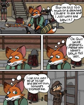 1940s 40s absurd_res angry annabelle_o'malley anthro basement bovid breasts canid canine caprine clothed clothing comic desk dildo duffel_bag felid feline female flannel fox furniture genitals gloves group handwear hat headgear headwear hi_res jacket ladder machine male mammal myaxy necktie nude overalls penetrable_sex_toy penis robot sex_toy sheep smile snout stairs suspenders table tail terrence_grant text thinking tomboy topwear workshop