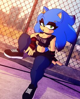 cocomaniadx female goth_girl pantyhose piercing rule_63 sonic_(series) sonic_the_hedgehog sonique_the_hedgehog thong