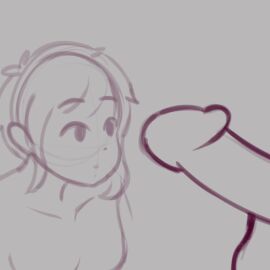 animated cock female hearts_in_eyes male mexican_female oc penis sucking sucking_penis