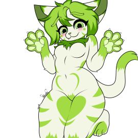 animal_ears animal_tail big_ass big_breasts big_butt big_thighs big_titties breasts cat_ears cat_girl cat_tail catgirl curvaceous curvaceous_female curvaceous_figure curvy curvy_figure curvy_hips female female_focus female_only furry furry_female furry_only green_hair original original_character peluda short_hair