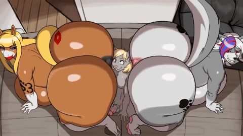 1boy 2girls all_fours animated anthro anus ass_smothering ass_to_ass bouncing_ass female femdom fiona_maray flait horse_girl huge_ass male mp4 no_sound nude oc original original_character purgy smothering smothering_ass tagme tail threesome video