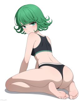 1girls ass barefoot feet female female_only green_eyes green_hair one-punch_man panties short_green_hair short_hair solo solo_female solo_only sports_bra sports_panties sports_wear sportswear tagme tatsumaki yisusjpl
