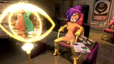 ball_gag branding_mark dildo dildo_in_pussy dildo_riding exposed_breasts exposed_nipples exposed_pussy fucking_pussy glasses hypnosis hypnotic_light mind_control nude obedience onmodel3d pierced_nipples riding_dildo shantae shantae:_half-genie_hero shantae_(character) spanking tagme video