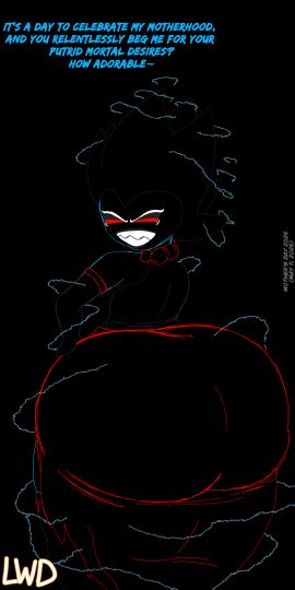 ass back_view bedroom_eyes big_ass big_breasts big_butt black_hair blue_skin breasts bubble_ass bubble_butt deity dialogue dress elbow_gloves ele_goddess_of_electricity electricity face_markings fat_ass fat_butt female female_only goddess hand_on_hip huge_ass huge_butt looking_over_shoulder lwd_cartoonz milf mothers_day necklace sharp_teeth shredded_clothes sideboob sketch teasing thick_ass thick_butt thick_legs thick_thighs thigh_highs tight_clothing white_eyebrows