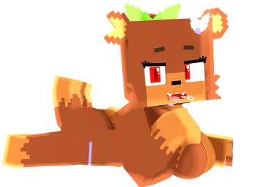 1girls bear bia_prowell_(slipperyt) breasts female female_only furry humanoid laying_down living_plushie minecraft plushie solo teddy_bear transparent_background