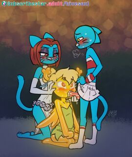 2024 anthro armwear assisted_sex blush bodily_fluids bottomwear cartoon_network cheerleader cheerleader_outfit clothed clothing clothing_lift cosplay costume crossdressing cum cum_in_mouth cum_inside elbow_gloves erection fairy felid feline felis fellatio female femboy ffm ffm_threesome footwear genital_fluids genitals gloves group group_sex gumball_watterson halloween halloween_costume handwear heart-shaped_pupils heart_eyes heart_symbol hi_res holidays humanoid kneeling kneeling_oral_position male male/female mammal marvel marvel_comics midriff mother_(lore) mother_and_child_(lore) mother_and_son_(lore) mystique_(cosplay) mystique_(marvel) nicole_watterson oral parent_(lore) parent_and_child_(lore) parent_and_son_(lore) pelvic_curtain penile penis penny_fitzgerald peter_pan peter_pan_(disney) sex skirt skirt_lift socks son_(lore) soulcentinel standing standing_sex sweat the_amazing_world_of_gumball threesome tinker_bell_(cosplay) topwear trio tube_top white_armwear white_bottomwear white_clothing white_elbow_gloves white_footwear white_gloves white_handwear white_skirt white_socks wig