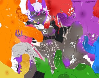 3futas 3girls 4boys alexklein belly_piercing biting_lip black_body blue_body blue_skin chains cock_ring color colored colored_skin cum cum_on_body cum_writing fat fat_male feet feet_on_penis feet_up female foot_fetish footjob futa_on_futa futanari gang_bang gangbang green_body green_skin hairy hairy_male handjob horn horns intersex jewelry male male_on_futa nipple_piercing nipples orange_body orange_skin orgy partially_clothed penis pierced_nipples pierced_penis piercing pride_colors pride_month purple_body purple_skin red_body red_skin rings saki_(alexklein) scar spiked_collar spikes tail tattoo tattoo_on_arm tattooed_arm tattoos ugly_bastard yellow_body yellow_skin