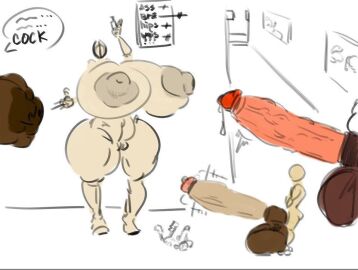 areola artros big_areola big_breasts big_penis bodily_fluids breasts curvy_figure female genital_fluids genitals group huge_areola huge_breasts huge_cock human humanoid hyper hyper_breasts hyper_genitalia hyper_penis male male/female mammal penis precum wide_hips