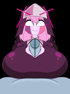 1boy 1girls 3:4 adagio_(artist) animated animated_gif beat_banger beat_banger_(friday_night_funkin) big_breasts boobjob breasts character_name clothed cock deltarune erection female friday_night_funkin friday_night_funkin_mod gif handsfree_paizuri huge_breasts ice_cream_girl jevil_(deltarune) male mid-fight_masses mid_fight_masses midfight_masses nun nun_hat nun_outfit paizuri paizuri_under_clothes penis pink_hair sarvente_(dokki.doodlez) smiling titfuck_under_clothes toriel_beat_banger transparent_background vertical_video