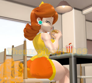 (theusagiboy1406) 1girls 3d 3d_(artwork) ass big_ass blue_eyes brown_hair chair clothed crown fart fart_cloud fart_fetish farting fast_food female female_only food hamburger kabalmystic mario_(series) mikumikudance mmd nintendo princess_daisy shorts thick_ass