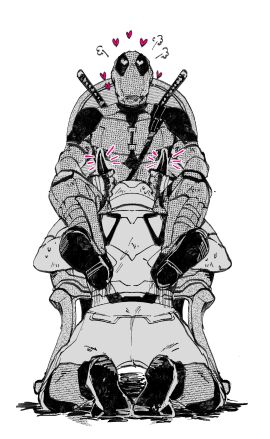 2boys ass azuko_(@zuco) blowjob blowjob_handles bodysuit chair deadpool deadpool_&_wolverine_(2024) fellatio full_body gay gloves heart heart-shaped_pupils implied_fellatio katana kneeling male male_focus male_only marvel marvel_cinematic_universe marvel_comics mask monochrome multiple_boys multiple_males muscular muscular_male oral oral_sex sitting sleeveless superhero_costume sweat sword symbol-shaped_pupils weapon weapon_on_back wolverine_(x-men) x-men yaoi